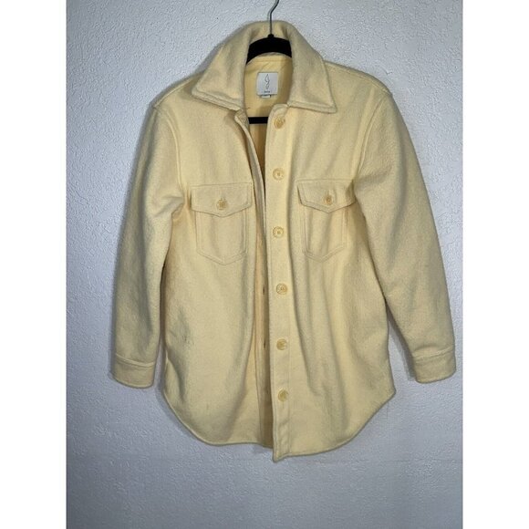 Joie Pale Yellow Fleece Button Up Shacket Size XS Pockets Oversize Jacket S - Picture 5 of 13